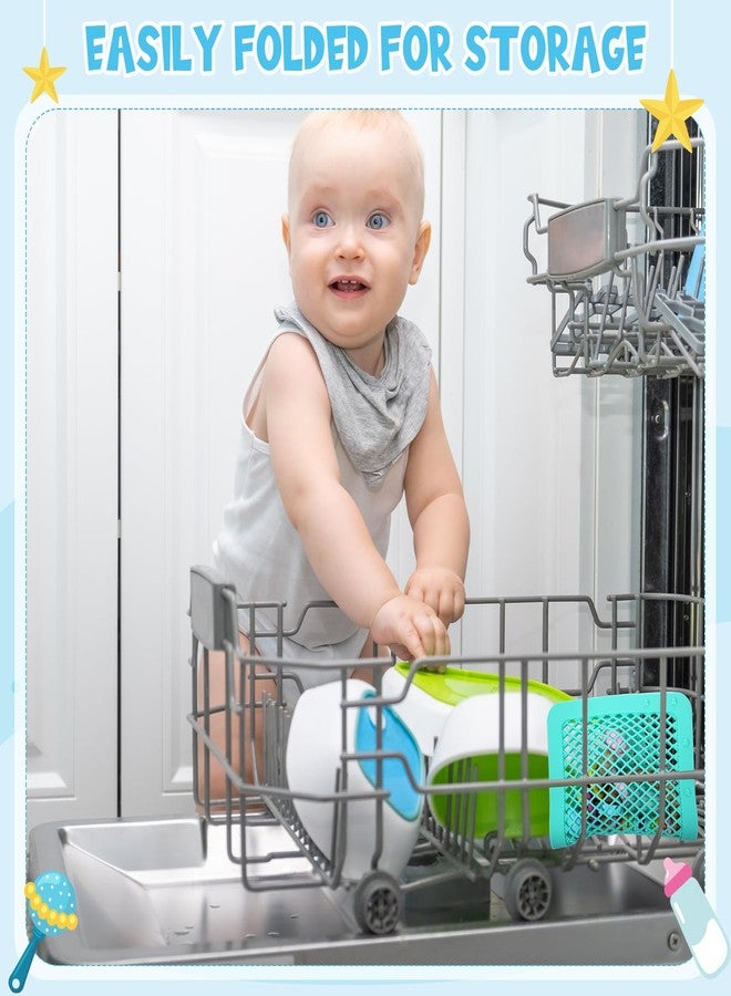 ماكس تشيك حقيبة غسالة أطباق سيليكون من ماكس تشيك، قطعتان، حقيبة غسالة أطباق كبيرة لزجاجات الأطفال، حقيبة غسالة أطباق سيليكون للأشياء الصغيرة، حلمات الزجاجات، ملحقات مضخة الثدي، أجزاء اللهاية والألعاب (أزرق، أخضر) - Image 4